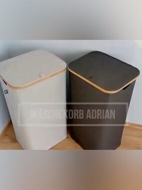 Hennez Adrian² Dark Gray  & Wood Laundry Hamper w/ Removable Laundry Bag - NWT!